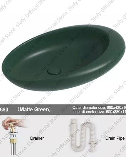 Nordic-style Hotel Countertop Basin Fashionable Art Bathroom Sink Egg-shaped Ceramic Sinks Various Styles Home Balcony Washbasin