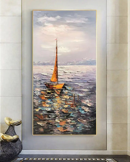 Beach Art Australia Large Boats Ocean Art Coastal Art Beach Oil Painting Hand Painted Ocean Thick Texture Modern Home Wall Art