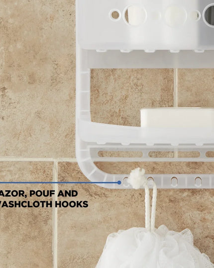 Heavy Duty Over Shower Caddy with 2 Shelves Deep Basket No Tools Needed Easy Installation Rust Resistant Bathroom Storage