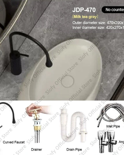 Nordic-style Hotel Countertop Basin Fashionable Art Bathroom Sink Egg-shaped Ceramic Sinks Various Styles Home Balcony Washbasin