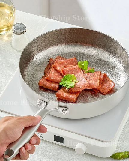 20/24/28cm Frying Pan Non-stick Wok Titanium Stainless Steel Home Egg Steak Skillet Induction Cooker Gas Stove Kitchen Cookware