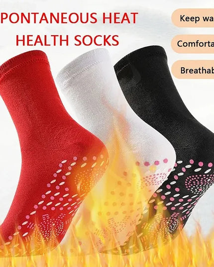 2Pcs Unisex Winter Warm Self-Heating Health Socks Pain Relief Outdoor Anti-Cold Therapy Magnetic Thermal Stockings for Men/Women