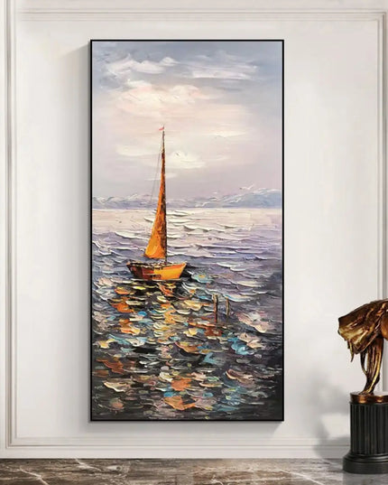 Beach Art Australia Large Boats Ocean Art Coastal Art Beach Oil Painting Hand Painted Ocean Thick Texture Modern Home Wall Art