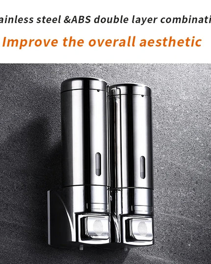 Stainless Steel Soap Dispenser Wall Mounted Bathroom Shampoo Shower Gel Dispenser Container Bottle Bathroom Kitchen Accessories