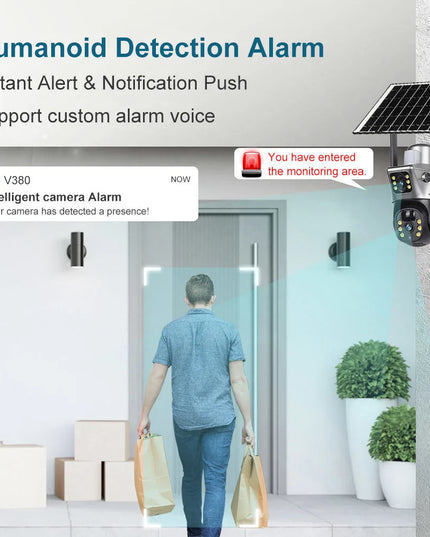 LS VISION 4K 8MP Wireless Solar Camera Dual Screen WiFi PTZ Camera Outdoor Built-in Battery Video Surveillance Camera V380PRO