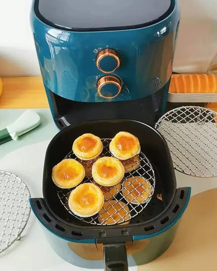 Round Air Fryer Rack Stackable Stainless Steel Grid Grill BBQ Net with Foot Cooling Rack Steam Baking Rack For Home Kitchen