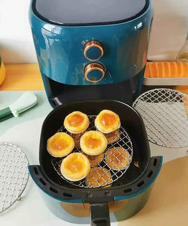 Round Air Fryer Rack Stackable Stainless Steel Grid Grill BBQ Net with Foot Cooling Rack Steam Baking Rack For Home Kitchen