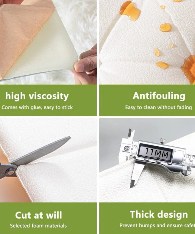 Tatami anti-collision soft foam pad 3D wall sticker wallpaper self-adhesive thick children's bedroom living room wall pad