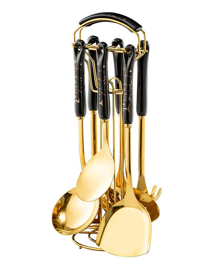 7pcs stainless steel spatula soup spoon kitchenware set cooking spatula kitchen supplies ceramic handle Nordic kitchen tools