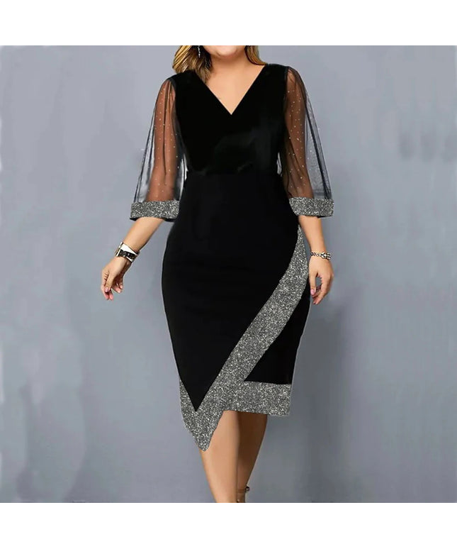 Plus Size Women Dress Winter Plus Size Black Vestidos Formal Occas Dress Elegant Long Skirt Party Female Clothin