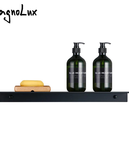 Matt Black Wall Shelf Bathroom Shelves Bathroom Accessories 30-50cm Modern Kitchen Shower Bath Storage Rack Wholesale Promotion
