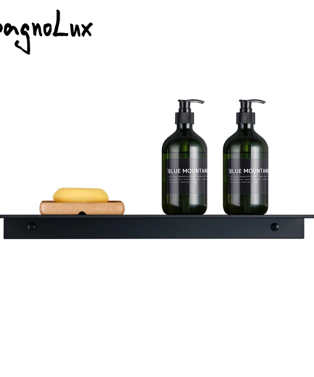 Matt Black Wall Shelf Bathroom Shelves Bathroom Accessories 30-50cm Modern Kitchen Shower Bath Storage Rack Wholesale Promotion