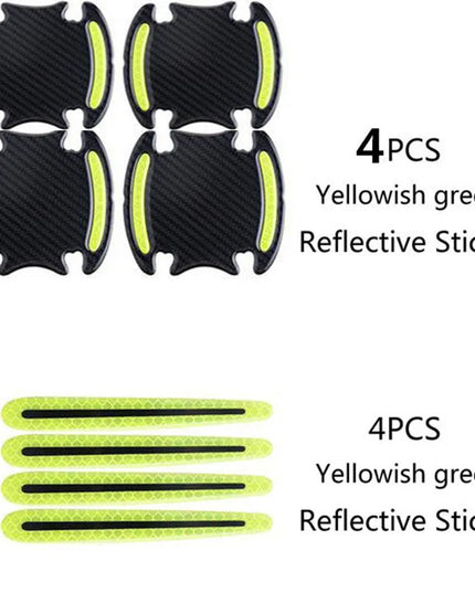 8 General-Purpose 3D Carbon Fiber Car Door Handle Stickers Scratch-Resistant Stickers Car Safety Reflective Strip Auto Stickers