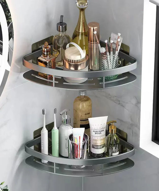 Bathroom Shelf Aluminum Alloy Shampoo Rack Makeup Storage Organizer Shower Shelf Bathroom Accessories No Drill Wall Corner Shelf
