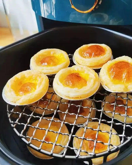 Round Air Fryer Rack Stackable Stainless Steel Grid Grill BBQ Net with Foot Cooling Rack Steam Baking Rack For Home Kitchen