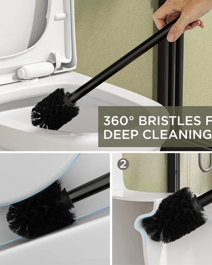 Toilet Brush Holder Set Space Aluminum Base Square Toilet Bowl Brush Long Handle for Bathroom Deep Cleaning Accessories