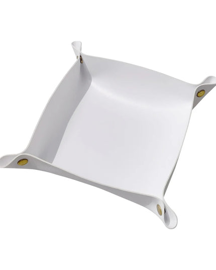 Leather Tray Foldable Table Catchall Storage Box Jewelry Key Coin Desk Top Organizer Entryway Nightstand Home Office Decoration