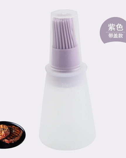 Silicone Oil Bottle Brush Oil Dispenser Bottle With Barbecue Brush High Temperature Resistant Basting Brush Kitchen BBQ Tools