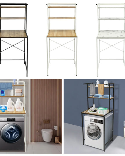 Washer and Dryer Storage Shelf, 3-Tier Bathroom Organizer Rack Space-Saving, Standing Storage Rack