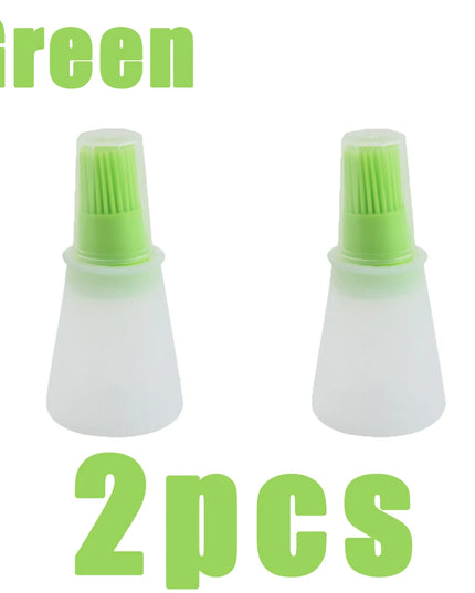 Silicone Oil Bottle Brush Oil Dispenser Bottle With Barbecue Brush High Temperature Resistant Basting Brush Kitchen BBQ Tools