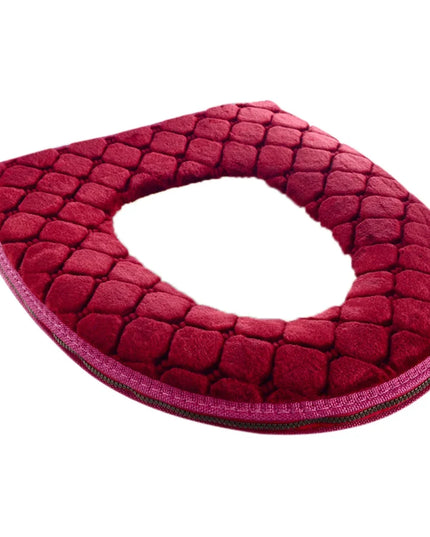 Bathroom Toilet Seat Cover Soft Winter Warm Plush Cushion O-shaped Washable Toilet Lid Cushion Household Supplies 37cm×44cm