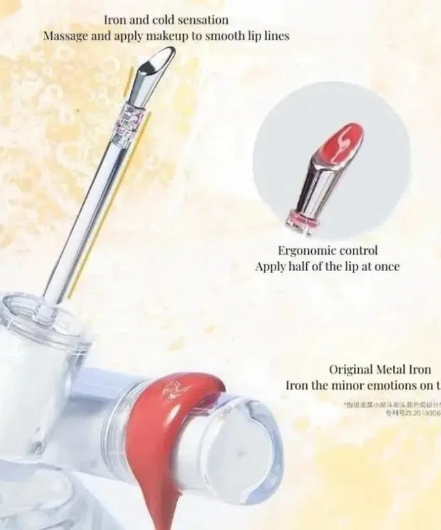 Judydoll Ice Iron Lip Glaze Lipsticks Non-Stick Cups Mirror Shine Watery Lip Lotion Metal Brush Head Makeup Cosmetics