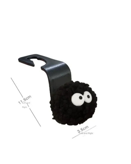 Cute Little Coal Ball Car Seat Back Hook Storage Car Headrest Organizer Food Bag Handbag Car Decoration Clothes Hanger
