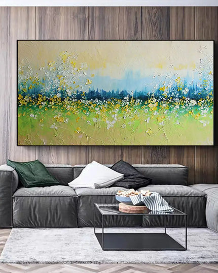 Flower Landscape Oil Painting on Canvas Abstract Green Nature Handmade Painting Living Room Home Decor Large Wall Art Custom Art
