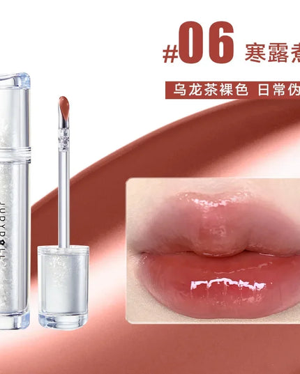 Judydoll Ice Iron Lip Glaze Lipsticks Non-Stick Cups Mirror Shine Watery Lip Lotion Metal Brush Head Makeup Cosmetics