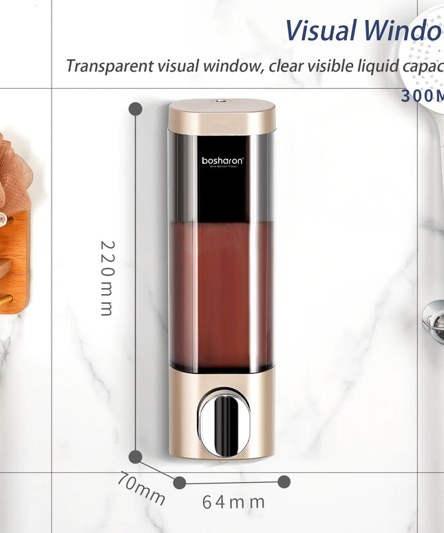 Wall Mounted Shampoo and Conditioner Dispenser, Shower Dispenser, 1 Chamber No Drill