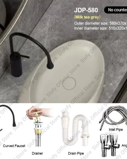 Nordic-style Hotel Countertop Basin Fashionable Art Bathroom Sink Egg-shaped Ceramic Sinks Various Styles Home Balcony Washbasin