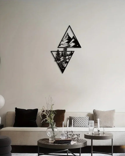 Mountain Wall Art, Mountain Waterfall Metal Wall Art Home Decor, Metal Wall Art, Home Decor Modern Art Wall Ornaments Artwork