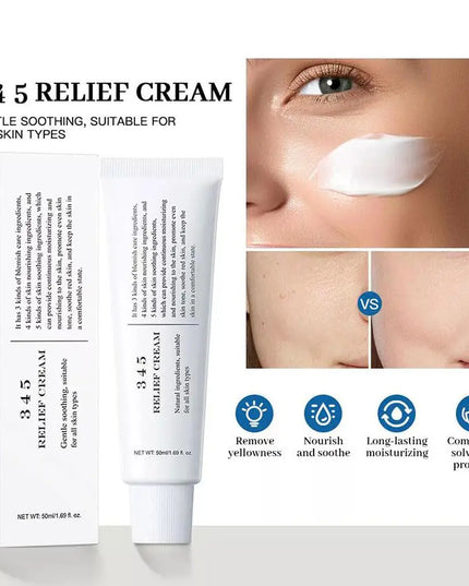 345 Relief Barrier Cream Daily Face Moisturizer Soothing Recovery Moisturizing Reduce Redness Brightening Even Skin Tone 50g