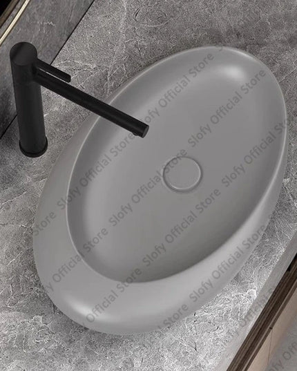 Nordic-style Hotel Countertop Basin Fashionable Art Bathroom Sink Egg-shaped Ceramic Sinks Various Styles Home Balcony Washbasin