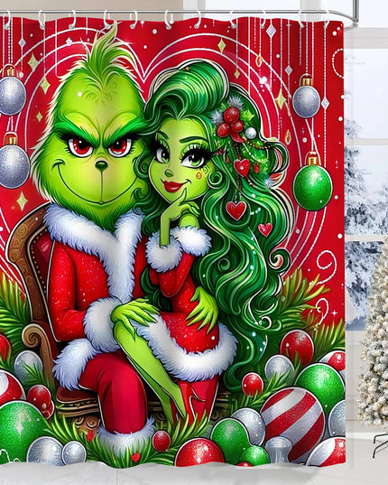 Christmas Cartoon Bathroom  Shower Curtain  Waterproof fabric bathroom Curtain With 12 Hooks Sunflower Home Deco Free Ship