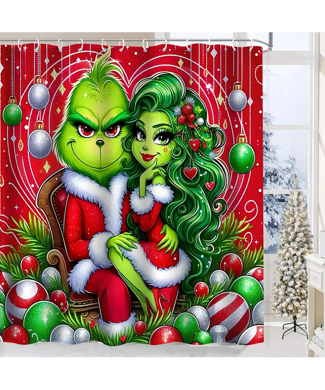 Christmas Cartoon Bathroom  Shower Curtain  Waterproof fabric bathroom Curtain With 12 Hooks Sunflower Home Deco Free Ship
