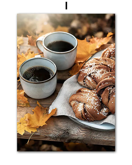 Autumn Scenery Wall Art Print Pumpkin Tree Grass Fox Canvas Painting food Poster Restaurant Kitchen Pictures Living Room Decor