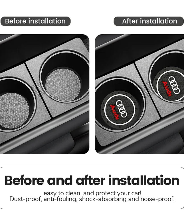 2pcs Silicone Car Coaster Water Cup Bottle Non Slip Pad Anti-Slip Mats For Audi Sline S6 S7 SQ5 SQ7 A3 A4 A5 A6 A7 A8L Q3 Q4 Q5