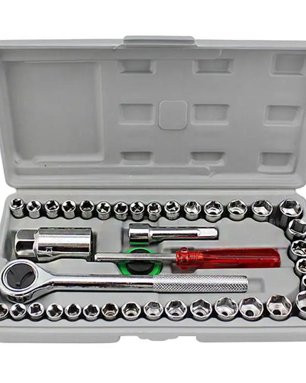 New 40Pcs/Set Car Vehicle Tool-box Socket Wrench Combination Repair Hand Tools Kit  Auto Repairing Tool Set