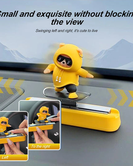 New Dashboard Car Decorations Skateboard Bear Magnetic Parking Number Plate Creative Car Cartoon Interior Interior Accessories