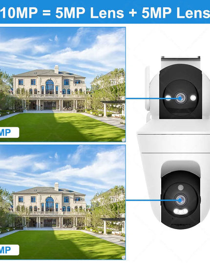 5K 10MP WiFi Camera10X Zoom CCTV  Auto Tracking Dual Lens Dual Screen PTZ Mini Video Surveillance Cam Security Camera