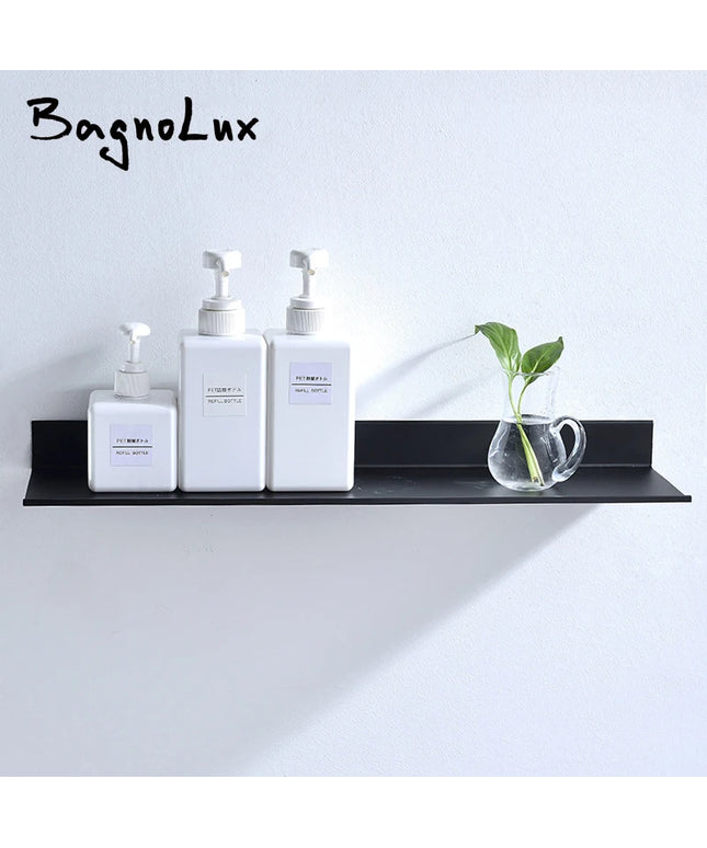 Matt Black Wall Shelf Bathroom Shelves Bathroom Accessories 30-50cm Modern Kitchen Shower Bath Storage Rack Wholesale Promotion