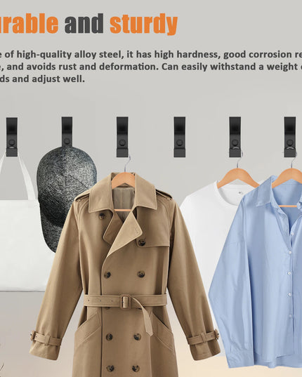 6PCS Heavy Duty Hook 22lbs Load Capacity Space Aluminum Towel Hook Clothes Coat Hook for Bathroom Kitchen Bedroom