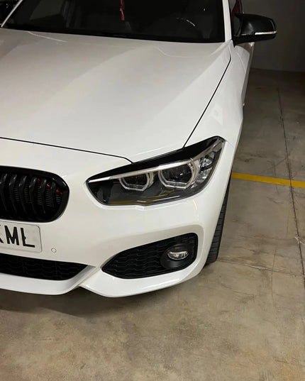 2Pcs Car Front Headlight Eyebrow Eyelid Cover For BMW 1 Series F20 F21 118i 120i 2015 2016 2017 2018 2019 Glossy Black Stickers