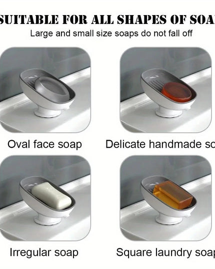 1pc Creative Soap Dish - Modern Drain Soap Tray with Suction Cup for Bathroom Organization and Hygiene