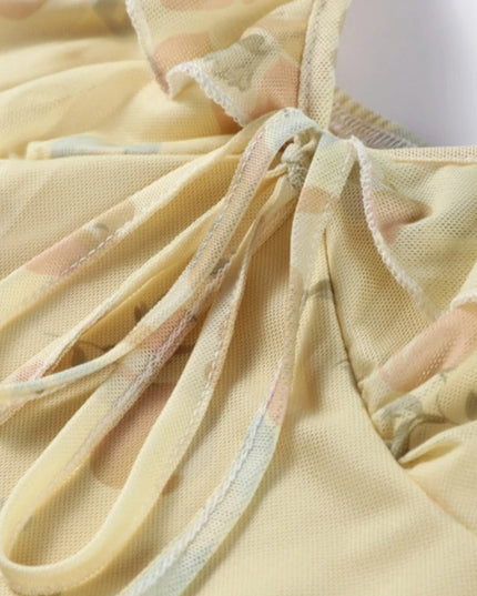 Summer Flower Printed Women's Sexy Low-cut Dress Sleeveless Backless Slim Sling Dresses 2025 Beach Vacation Lady Vestidos