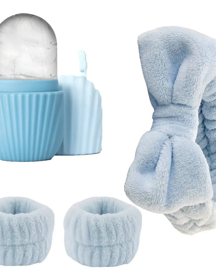 4pcs Fashion Face Washing Headband Set Wristband Hairband Bubble Headband for Washing Face Makeup Bathing Skin Care