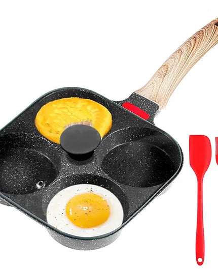 Deepened Egg Frying Pan with Lid 4-Cup Nonstick Granite Omelette Pan Skillet Pancake Pan Healthy Breakfast Egg Cooker Pan