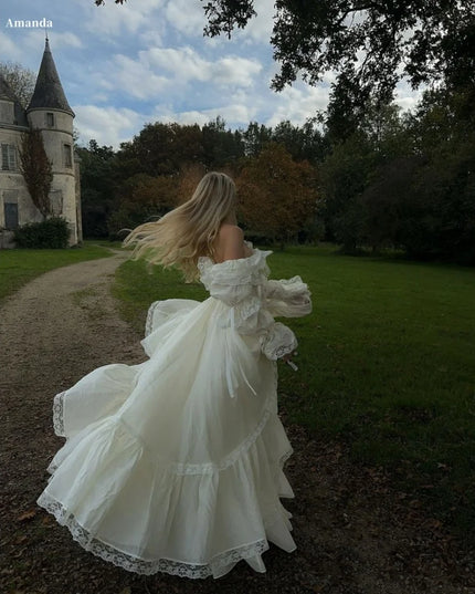 Amanda Customized White One Shoulder Long Sleeves Prom Dresses Organza vestidos de noche Floor-Length A-line Formal Evening 2025