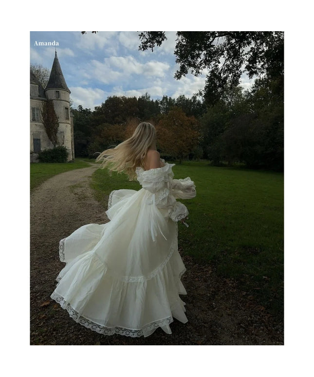 Amanda Customized White One Shoulder Long Sleeves Prom Dresses Organza vestidos de noche Floor-Length A-line Formal Evening 2025